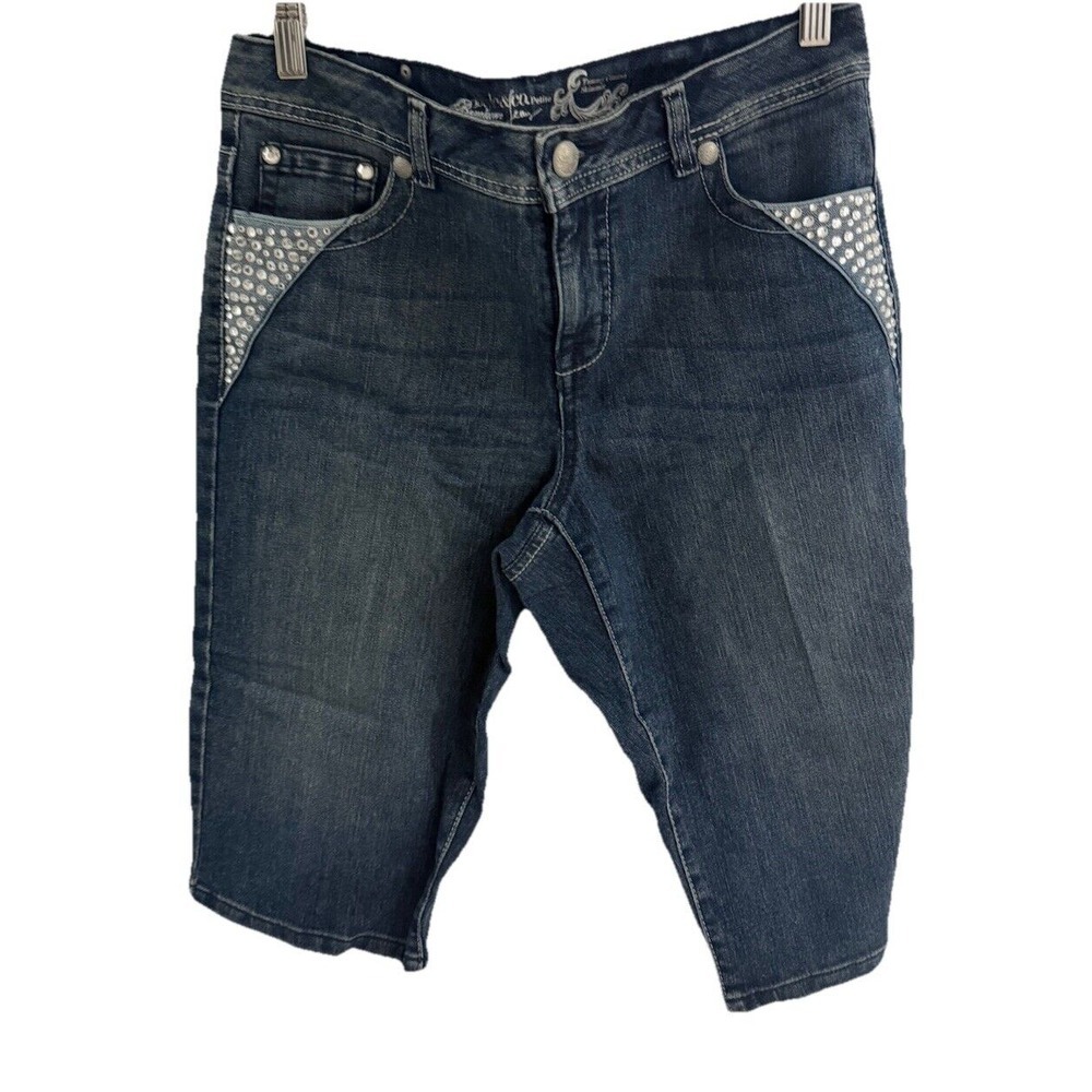 STYLE CO WOMENS JEAN SHORTS SIZE 10P‎ PREMIUM TUMMY CONTROL SKIMMER BERMUDA